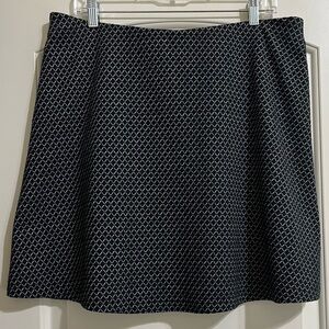 NWT LOFT Black Gray Geometric A Line Lined A Line Skirt Elastic Waist Large